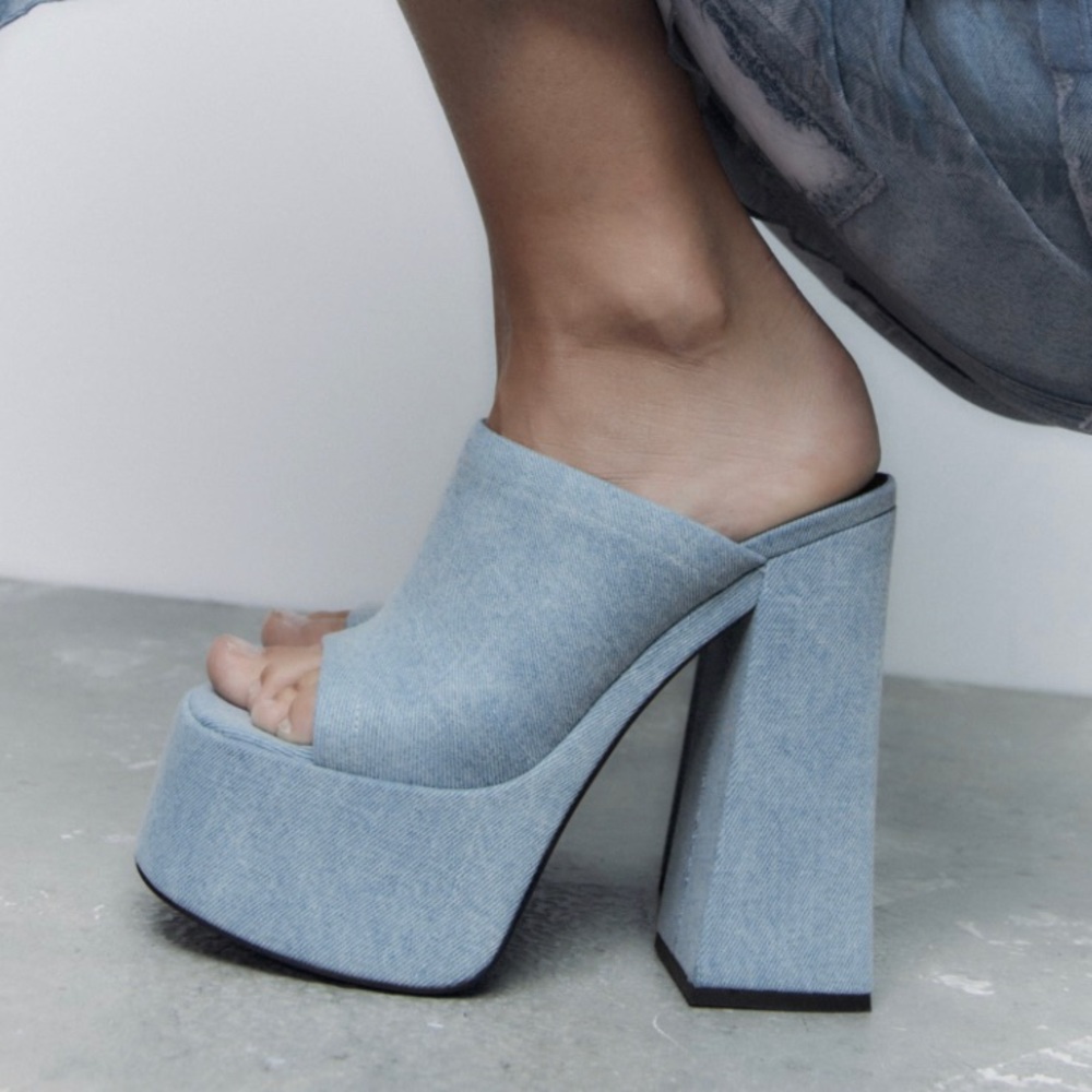 ZARA Denim Platform Sandals